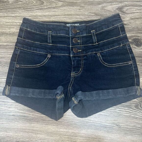Mossimo Jean Shorts Women's Size 0/25 Denim Cuffed Hem Three Button Mid Rise - Picture 1 of 3